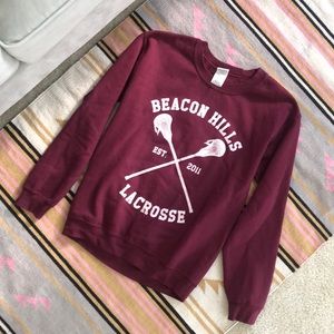 Maroon Teen Wolf Beacon Hills La Crosse Crewneck